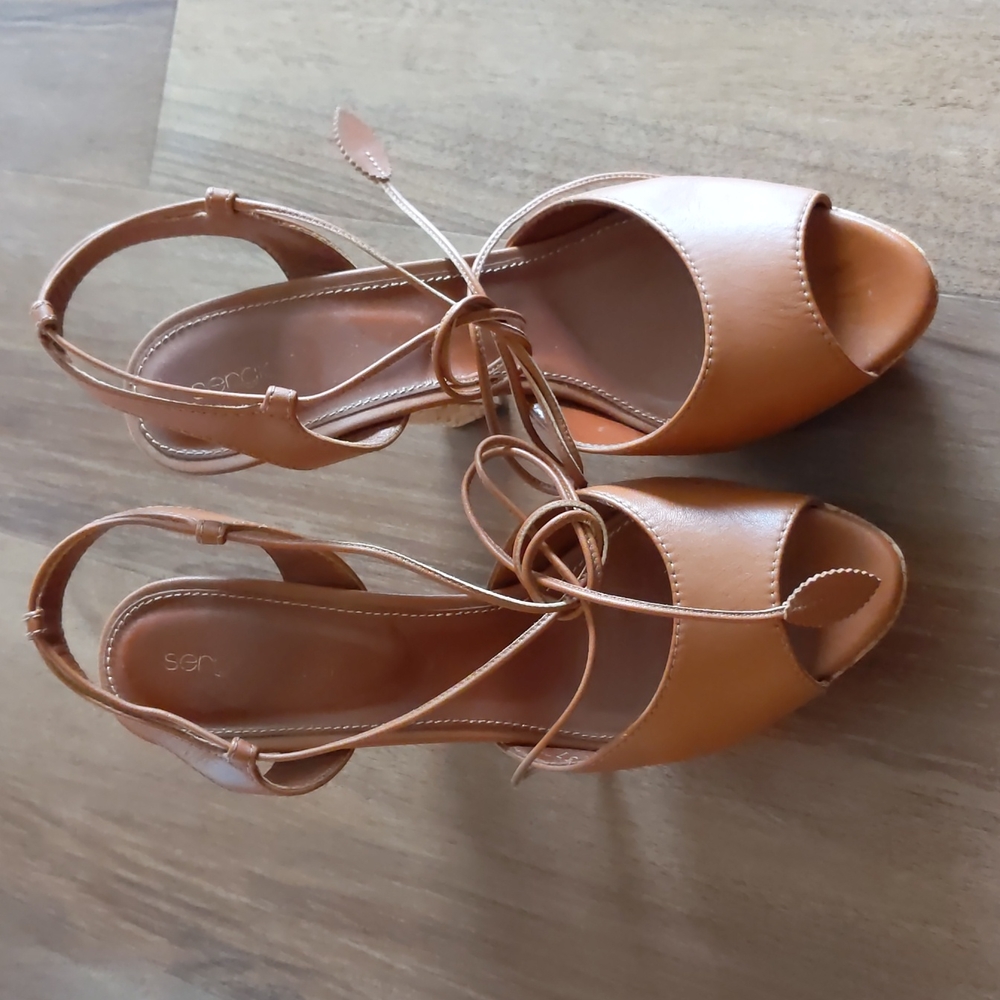 Authentic Sergio Rossi leather lace up sandal